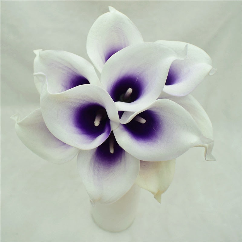 Skorter | 10 marine blue Calla lily PU Real Touch flowers wedding decoration bouquets table decoration artificial flowers home decor