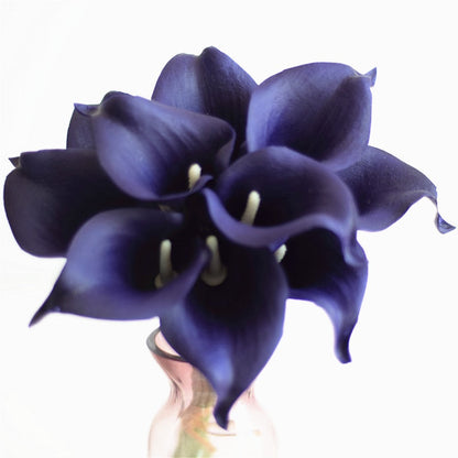 Skorter | 10 marine blue Calla lily PU Real Touch flowers wedding decoration bouquets table decoration artificial flowers home decor