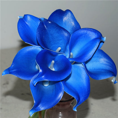 Skorter | 10 marine blue Calla lily PU Real Touch flowers wedding decoration bouquets table decoration artificial flowers home decor