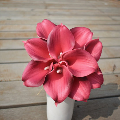 Skorter | 10 marine blue Calla lily PU Real Touch flowers wedding decoration bouquets table decoration artificial flowers home decor