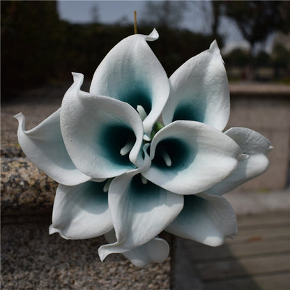 Skorter | 10 marine blue Calla lily PU Real Touch flowers wedding decoration bouquets table decoration artificial flowers home decor