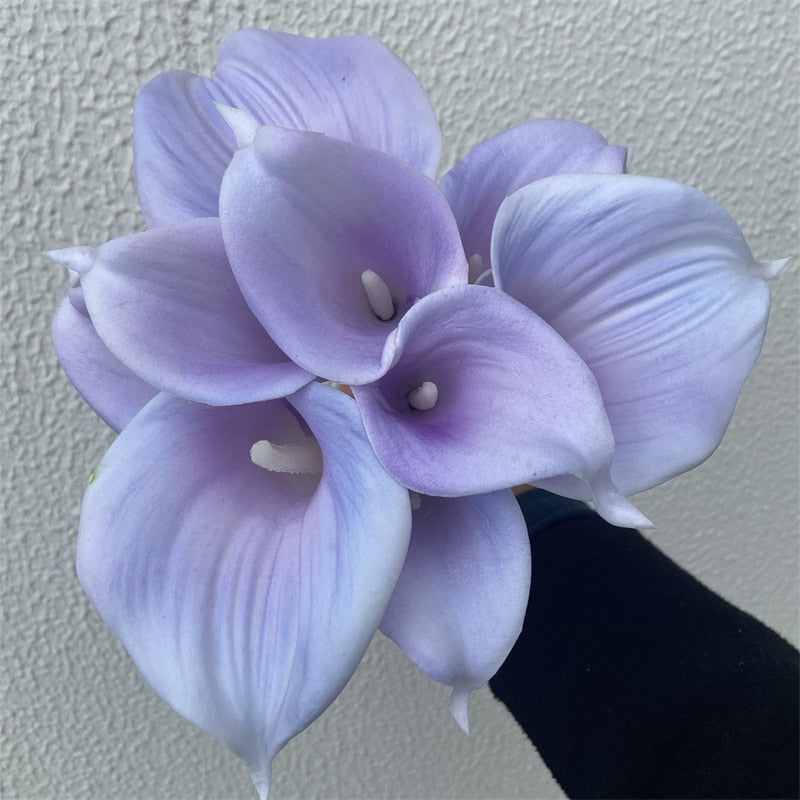 Skorter | 10 marine blue Calla lily PU Real Touch flowers wedding decoration bouquets table decoration artificial flowers home decor