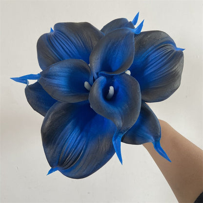 Skorter | 10 marine blue Calla lily PU Real Touch flowers wedding decoration bouquets table decoration artificial flowers home decor