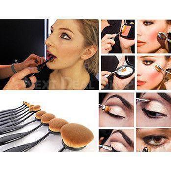 Skorter | 10 Pcs Professional Oval Makeup Brush Set - Designed for Your Curved Face