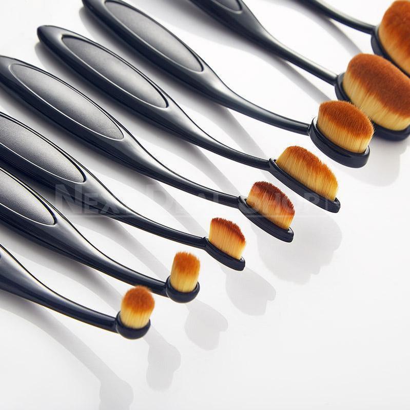 Skorter | 10 Pcs Professional Oval Makeup Brush Set - Designed for Your Curved Face