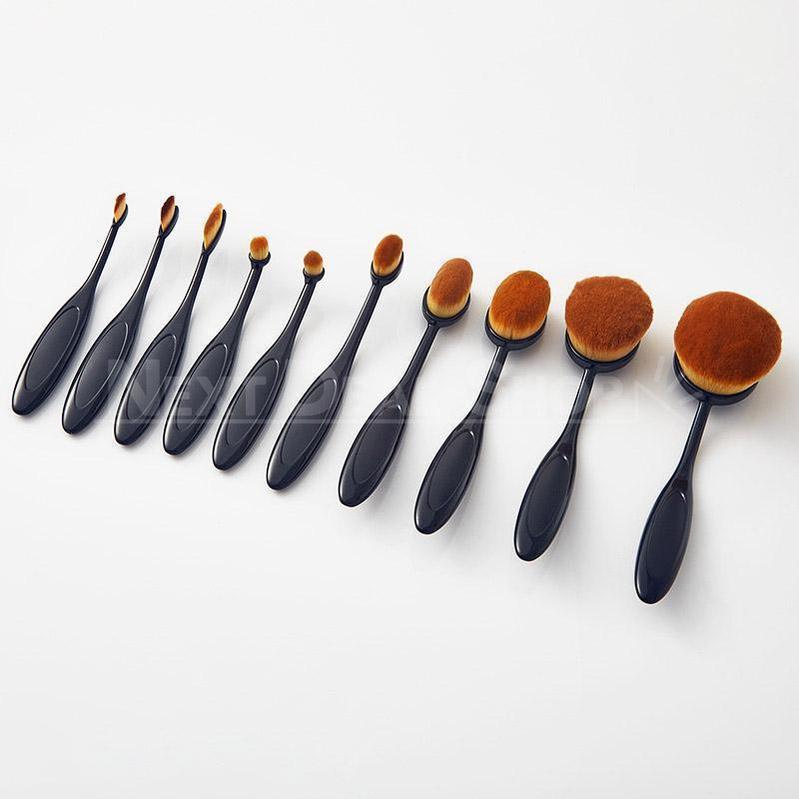 Skorter | 10 Pcs Professional Oval Makeup Brush Set - Designed for Your Curved Face