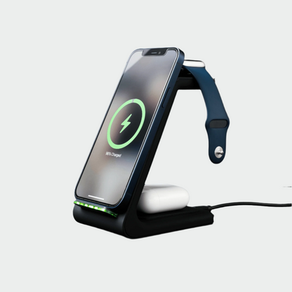 Skorter | 3-in-1 Wireless Charging Station | Apple, Samsung, Watch, AirPods | Fast Charging Solution