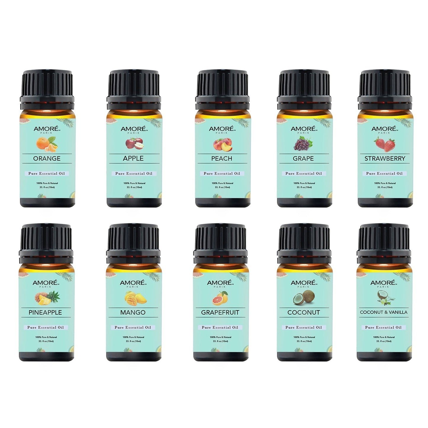 Skorter | 10-Pack: Fruity Scent Premium Aromatherapy Diffuser Oils Set For Candle & Soap Making