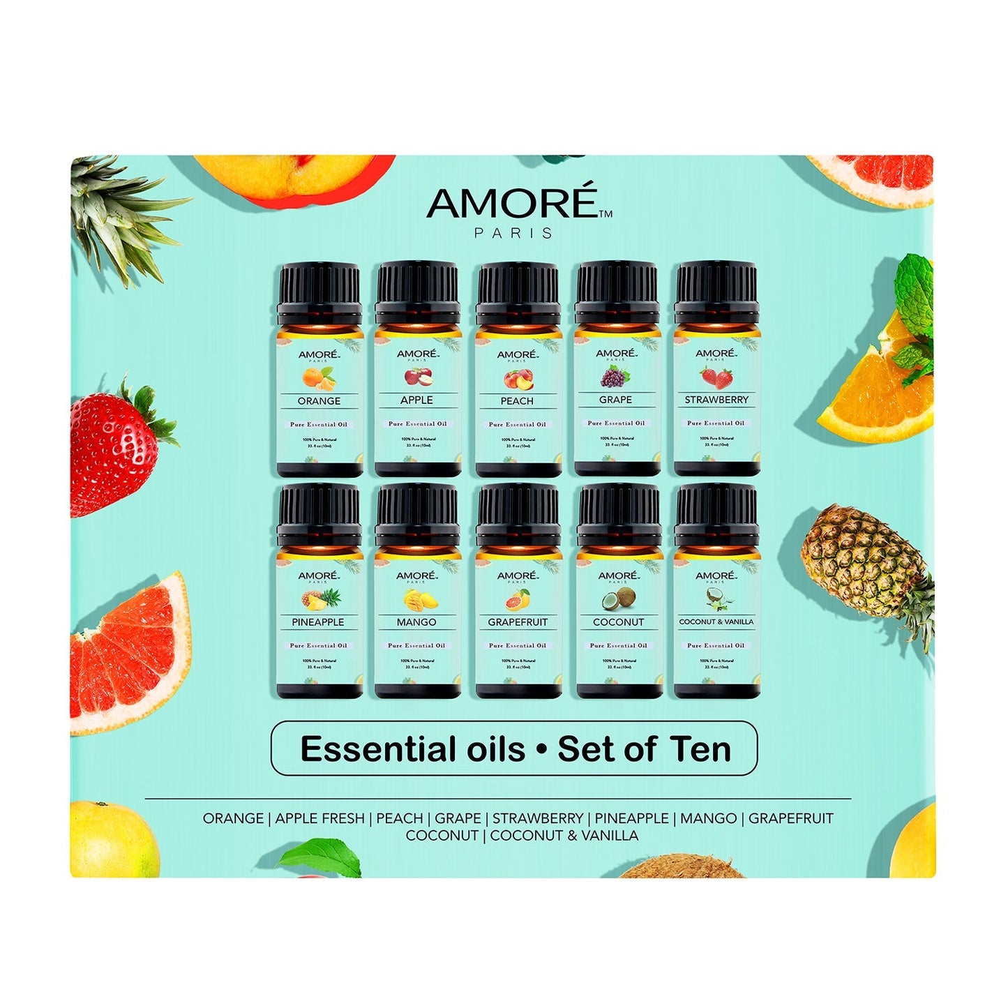 Skorter | 10-Pack: Fruity Scent Premium Aromatherapy Diffuser Oils Set For Candle & Soap Making