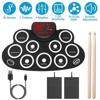 Skorter | 10 Pads Electric Drum Set Foldable