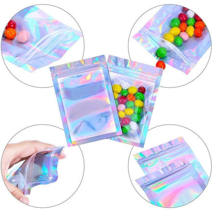 Skorter | 100-Pack: Resealable holographic foil bags