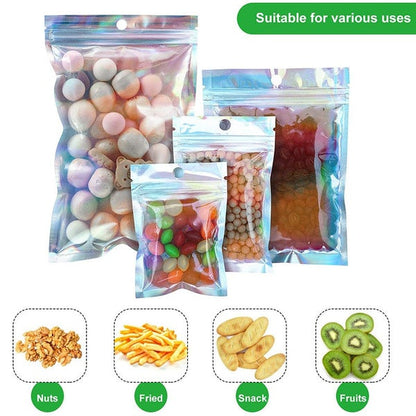 Skorter | 100-Pack: Resealable holographic foil bags