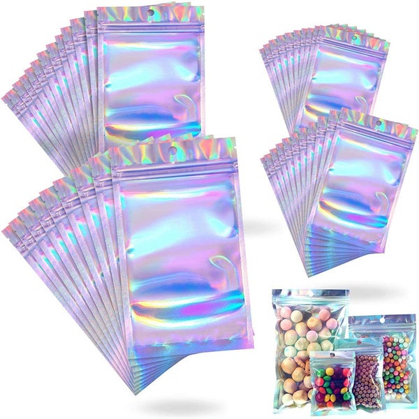 Skorter | 100-Pack: Resealable holographic foil bags