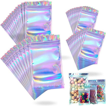 Skorter | 100-Pack: Resealable holographic foil bags