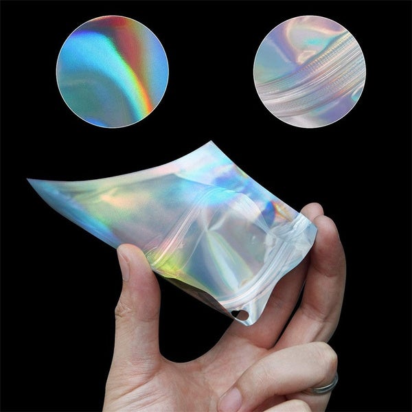 Skorter | 100-Pack: Resealable holographic foil bags