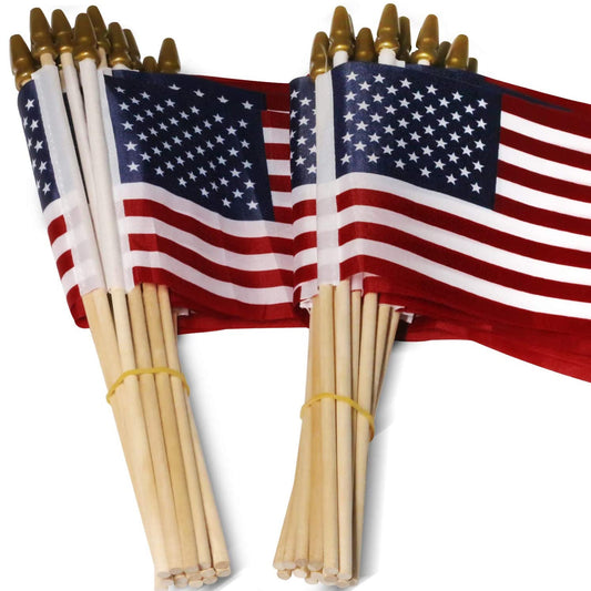 Skorter | 100-Pack: USA 4x6 in wooden stick flag