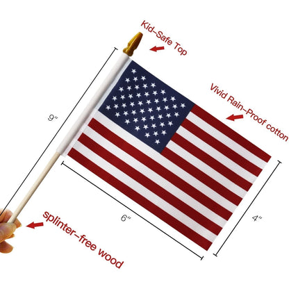 Skorter | 100-Pack: USA 4x6 in wooden stick flag