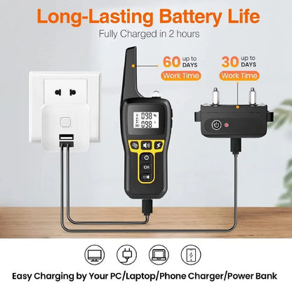 Skorter | 1000m Waterproof Dog Training Collar | Rechargeable, Remote Control & Adjustable for Small, Medium, and Large Dogs