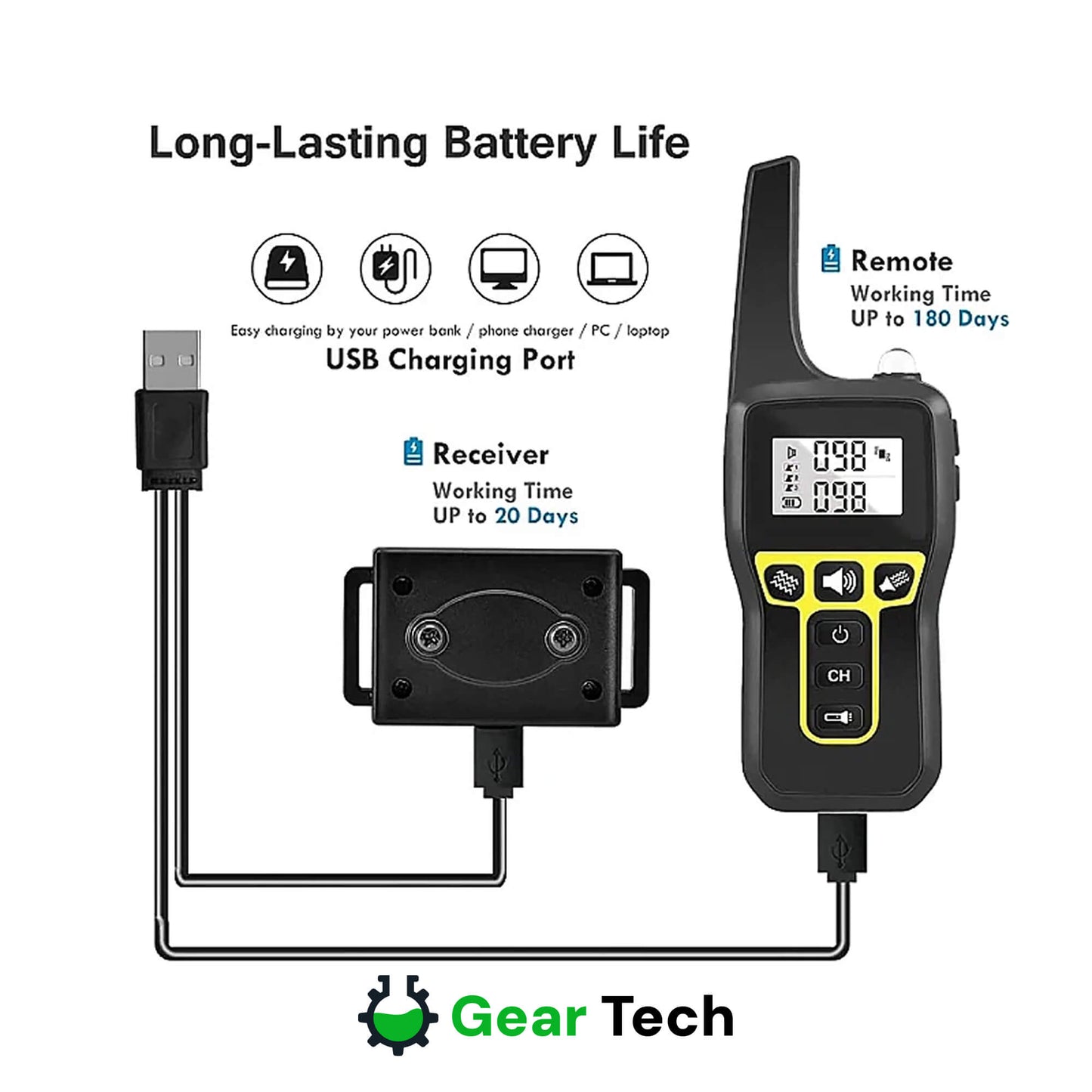 Skorter | 1000m Waterproof Dog Training Collar | Rechargeable, Remote Control & Adjustable for Small, Medium, and Large Dogs