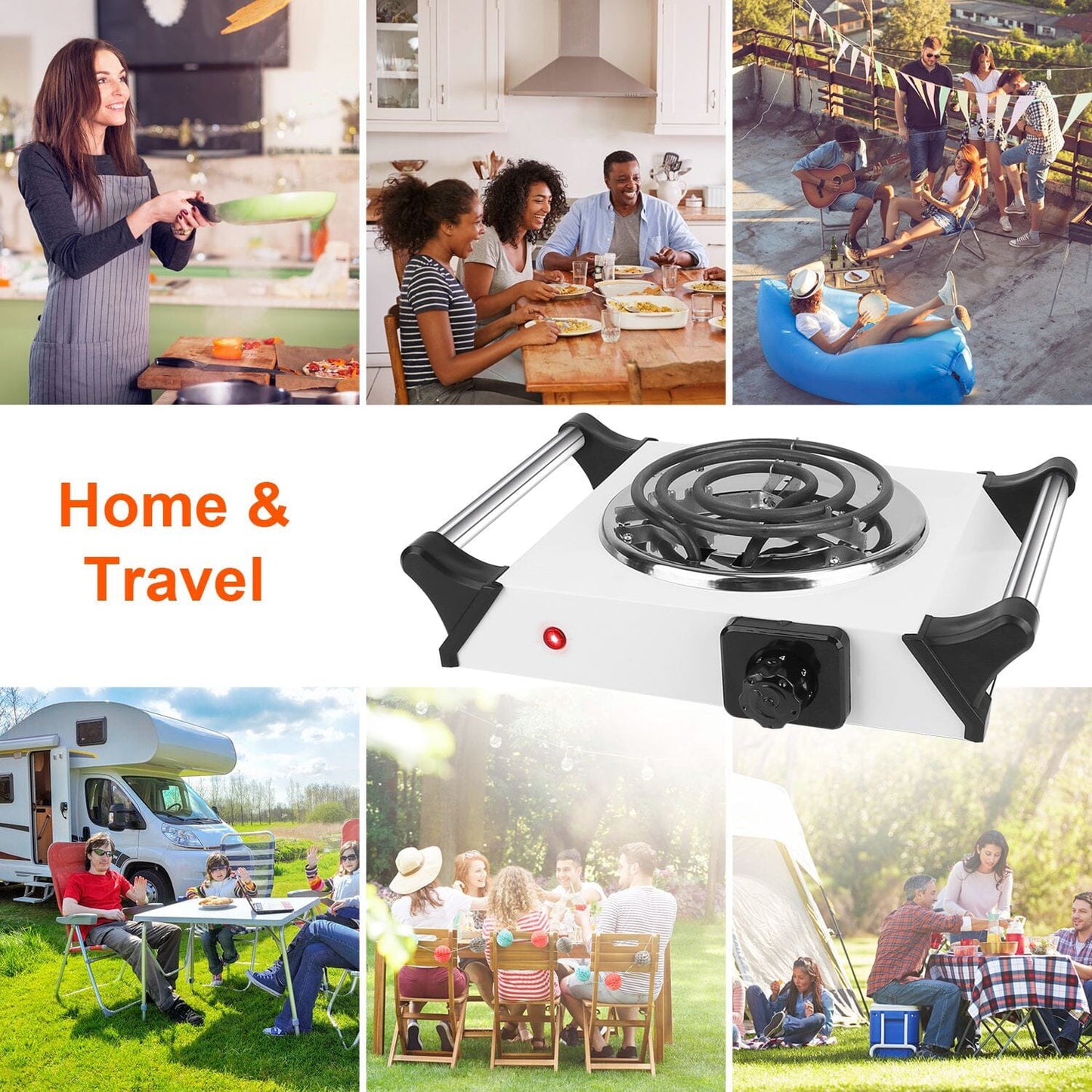Skorter | 1000W Electric Burner Portable Coil Heating Stove Plates Countertop