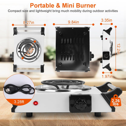 Skorter | 1000W Electric Burner Portable Coil Heating Stove Plates Countertop