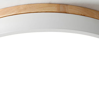 Skorter | Wooden Round Shape Flush Ceiling Light | LED. Solid Wood & Iron for Living Room. Dining Room & Hallway