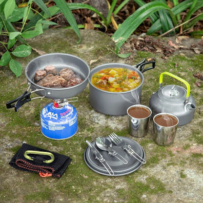 Skorter | Camping Cooking Ware Stainless Steel Cookware Pots Set and Pans