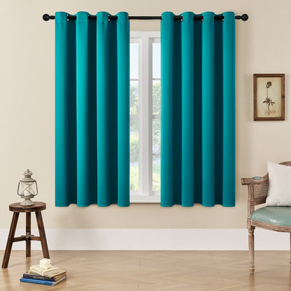 Skorter | Blackout Curtains - 2 Pieces Modern Polyester Curtains with Thermal Insulation and Rings