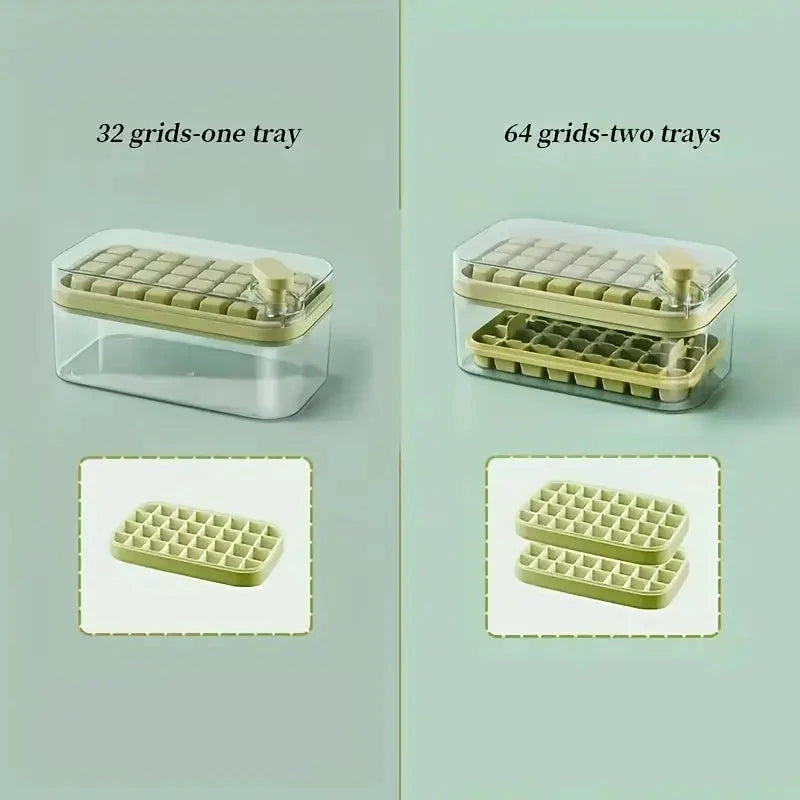 Skorter | 101oz. Ice Cube Tray Set - 64 pcs Silicone Ice Cube Tray with Lid & Box