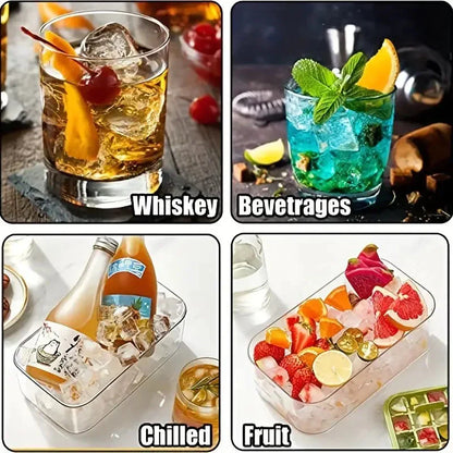 Skorter | 101oz. Ice Cube Tray Set - 64 Piece Silicone Ice Cube Tray with Lid & Container