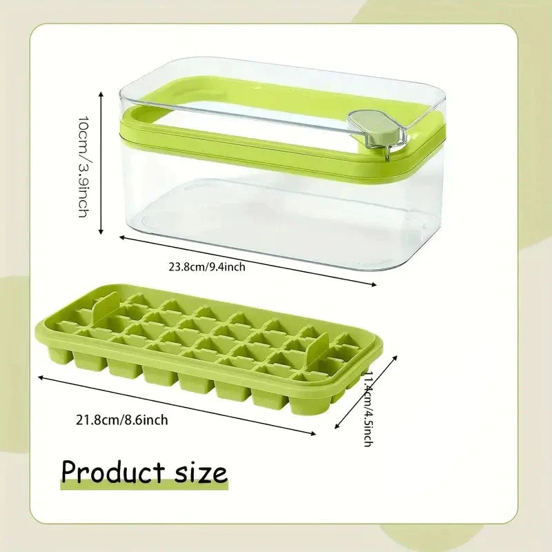 Skorter | 101oz. Ice Cube Tray Set - 64 Piece Silicone Ice Cube Tray with Lid & Container