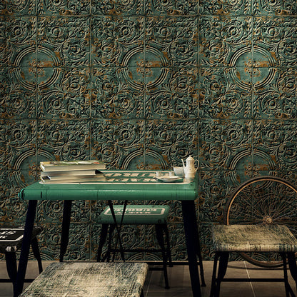 Skorter | 3D -print Metallic wallpaper for industrial restaurants, 33 'by 20.5 "