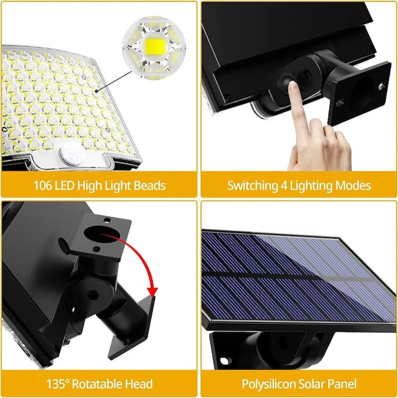 106LED Outdoor Solar Light With Motion Sensor Light With Remote Control - SKØRTER