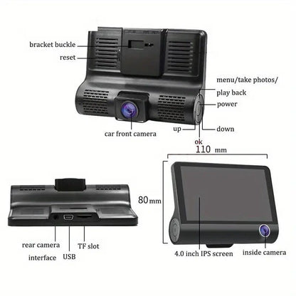 Skorter | 1080P 3-camera recorder Dash Cam with night vision