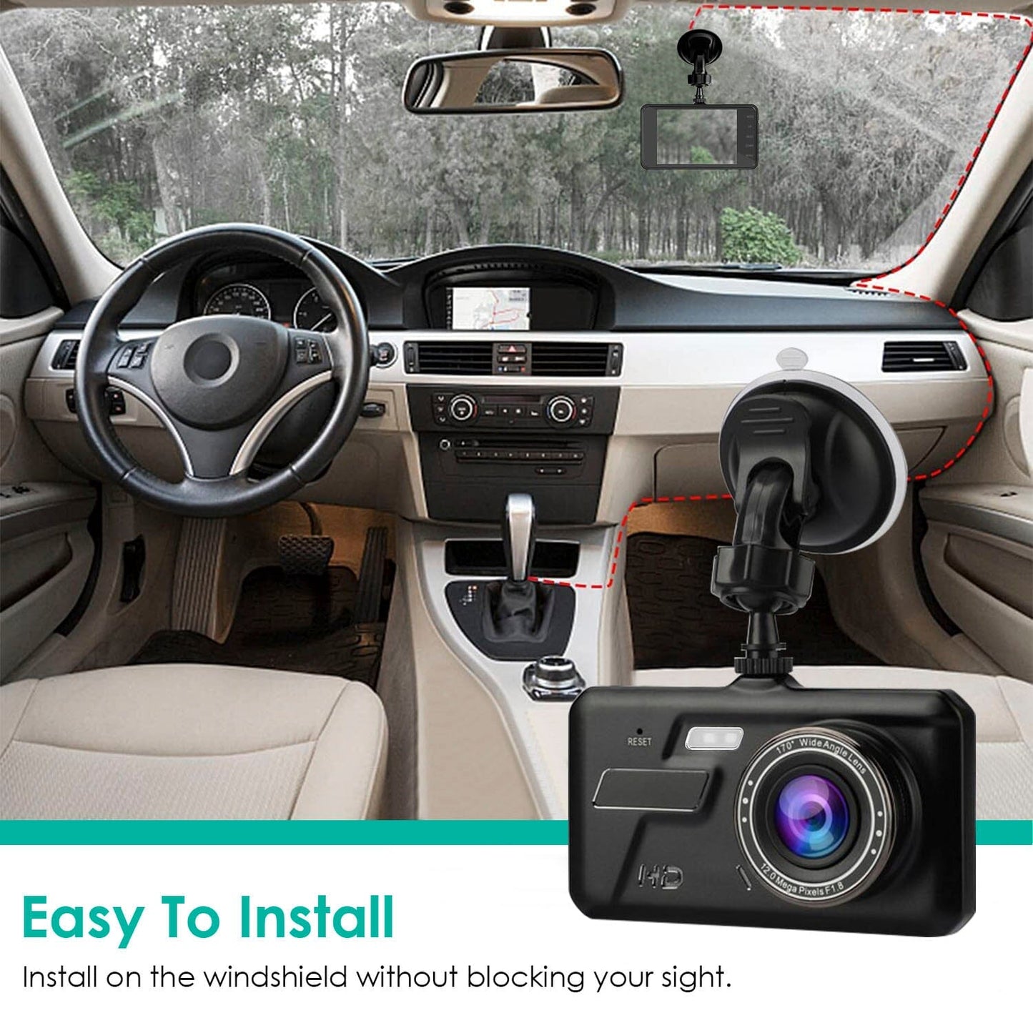 Skorter | 1080P 4-inch touchscreen dual dash cam