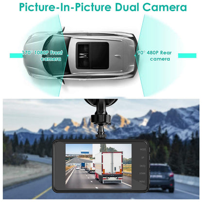 Skorter | 1080P 4-inch touchscreen dual dash cam