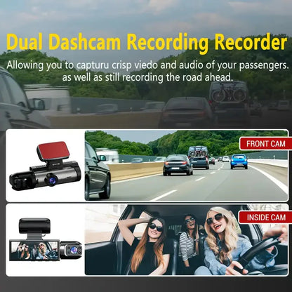 Skorter | 1080P High-Definition Dual Camera Dash Cam for Cars 3.16 Inch IPS Screen GPS and File Change Alert