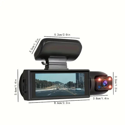 Skorter | 1080P High-Resolution Dual Camera Dash Cam for Cars 3.16 Inch IPS Screen GPS and Filtration Warning