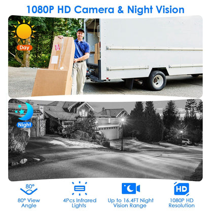 Skorter | 1080P WiFi Security Doorbell Camera 2 Way Audio Free Cloud Storage