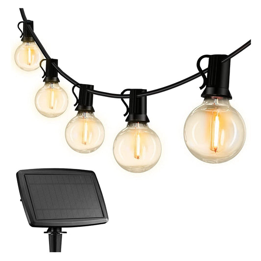 Skorter | 27Ft G40 Solar String Lights Outdoor Waterproof Globe Lights With 4 Lighting Modes Shockproof LED Bulbs