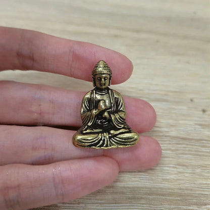 Skorter | 10 pieces mini brass sitting Buddha statue figure for travel Buddhism worship home office desk decoration
