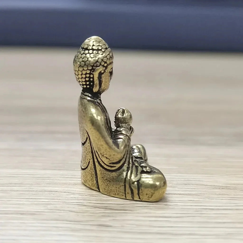 Skorter | 10 pieces mini brass sitting Buddha statue figure for travel Buddhism worship home office desk decoration