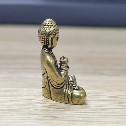 Skorter | 10 pieces mini brass sitting Buddha statue figure for travel Buddhism worship home office desk decoration