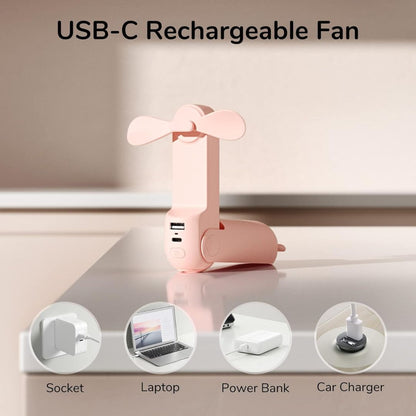 Skorter | 3 In 1 Handheld Mini Fan | USB Rechargeable, Foldable Design & Ideal for Travel, Camping, and Outdoor Activities