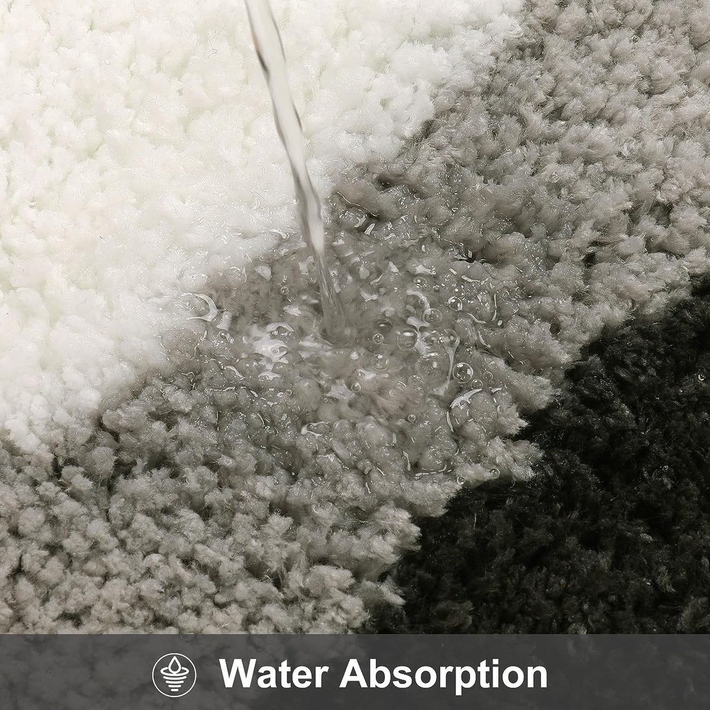 Skorter | Black Gradient Bath Mats, Carpet for Bathrooms, Cute Non-Slip Irregular Carpet for Shower Room