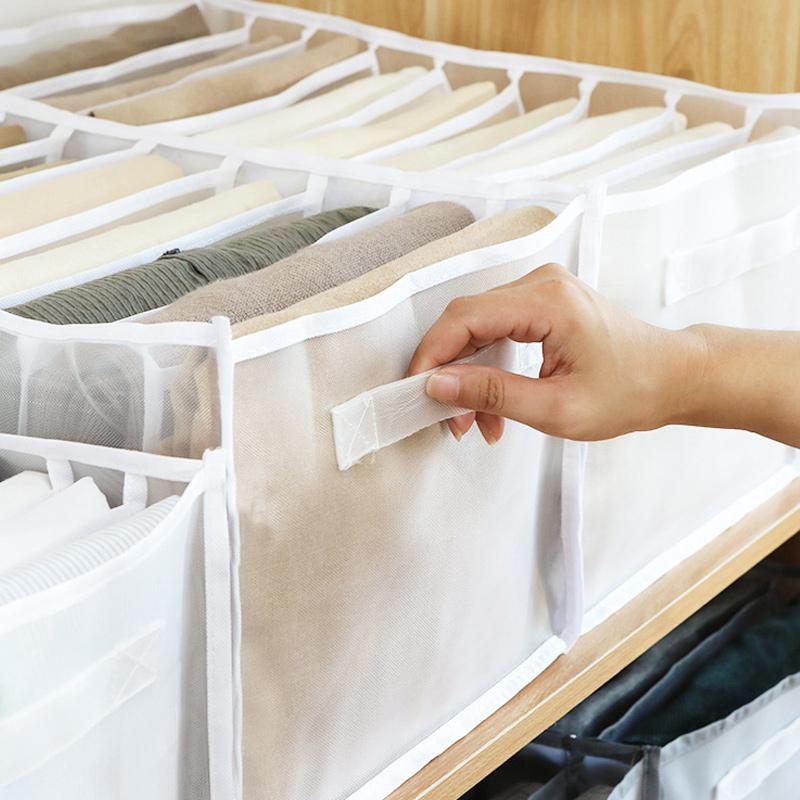 skorter | 7 Grid Wardrobe Clothing Mesh Divider Set Organizer