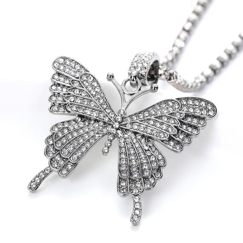 Skorter | Crystal Pave Butterfly Pendant Necklace