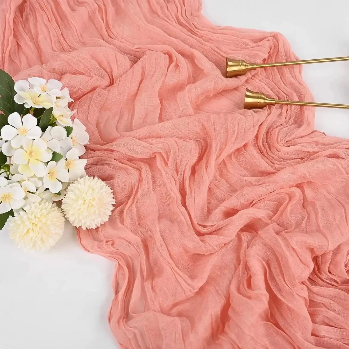 Skorter | 10 pieces voile cheese cloth table runner semi-transparent gauze dining table decoration for wedding party, wedding arch draping cloth