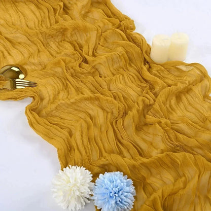 Skorter | 10 pieces voile cheese cloth table runner semi-transparent gauze dining table decoration for wedding party, wedding arch draping cloth