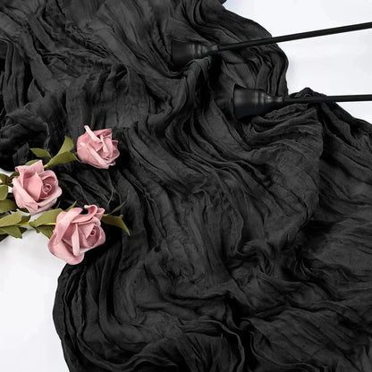 Skorter | 10 pieces voile cheese cloth table runner semi-transparent gauze dining table decoration for wedding party, wedding arch draping cloth